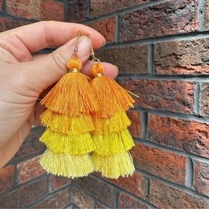 Zara TASSEL Orange Silk Earrings